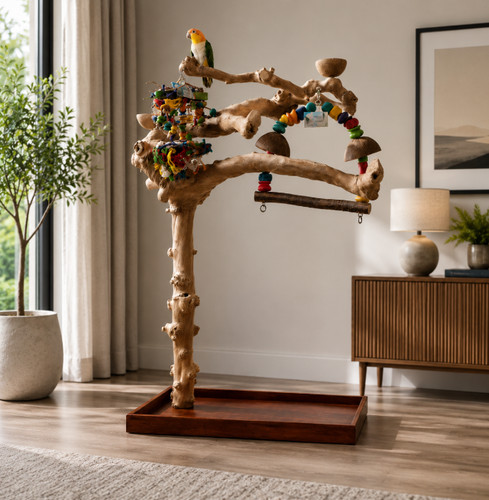 Large java tree parrot stand - large,