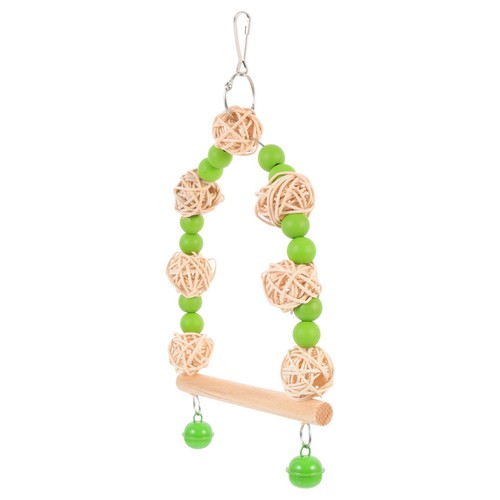 Green wooden hanging bird - green,