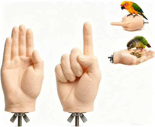 Hand shaped parrot bird perch - hand-shaped,