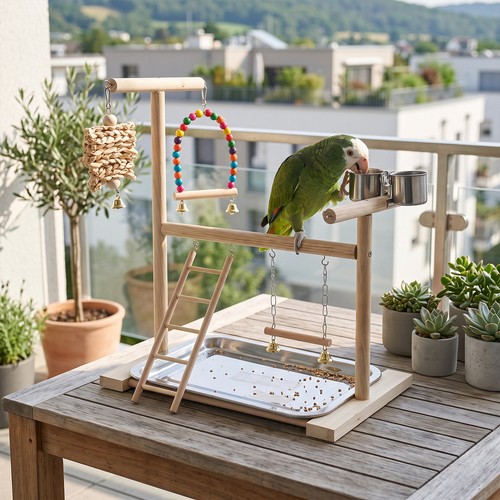 Wooden parrot play - stand, perch