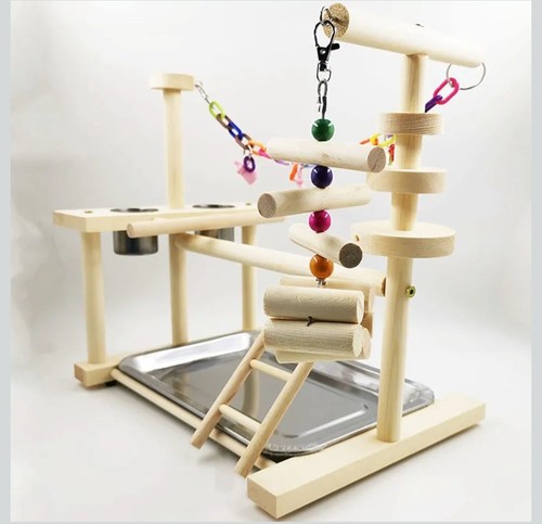 Wooden parrot playstand perch - parrot,